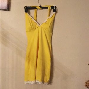 Stretch form fitting yellow summer dress